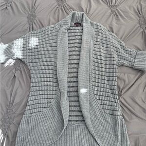 Takeout Light Gray Striped Cardigan